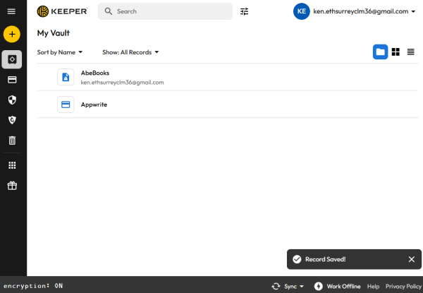 Keeper Password Manager dashboard with secure password generator